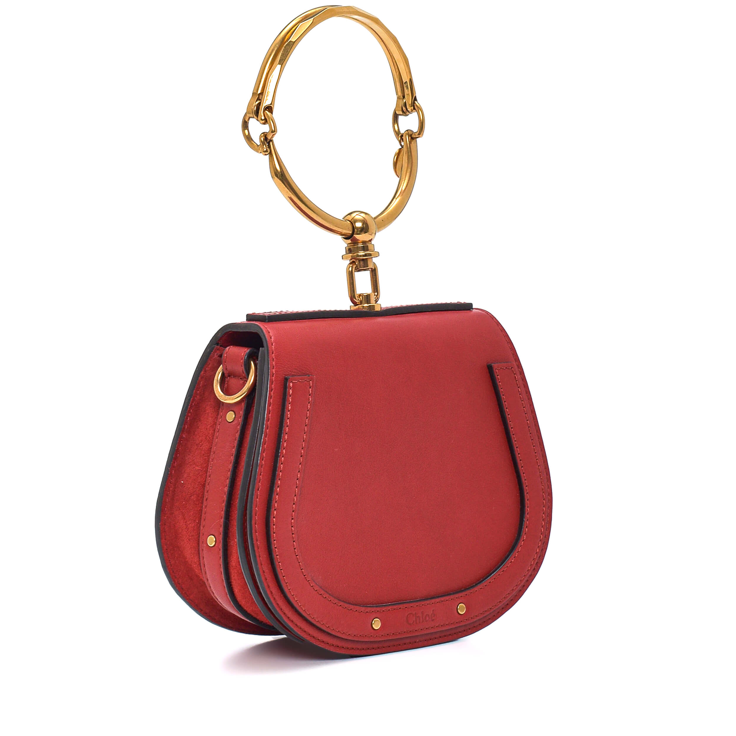 Chloe - Red Leather Nile Bracelet Minaudière Small Crossbody Bag 